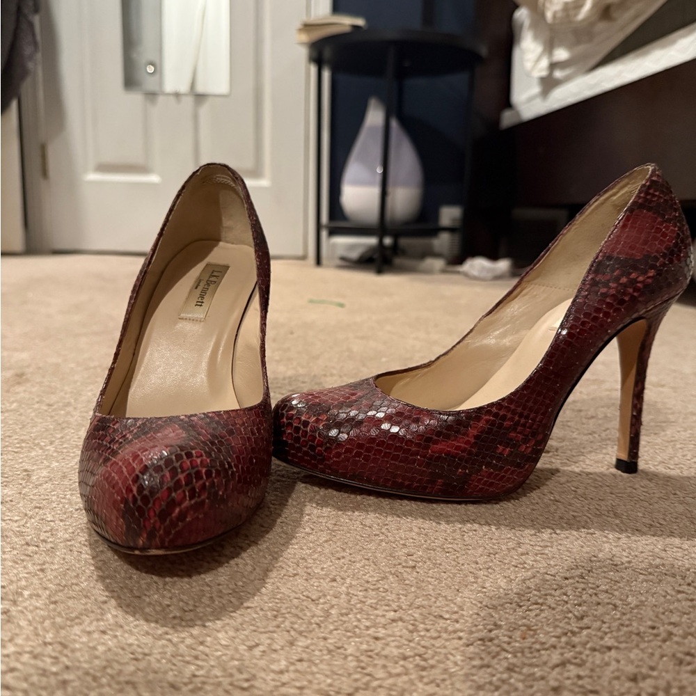 LK Bennett Red Snakeskin Heels